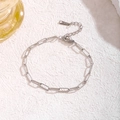 Bracelet chaîne trombone ajustable en acier inoxydable argenté avec finition polie - Bracelet Chaîne Trombone (70006) / Argent