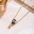 Collier montgolfière doré avec globe en émail bleu et pendentif avion miniature élégant - Style Globe Avion (81426) / Montgolfière Carte du Monde Bleue (Or)