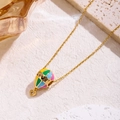 Collier chic en titane doré avec pendentif montgolfière coloré et gravure LOVE élégante - Pendentif Cœur Lettre LOVE (81427) / Montgolfière Colorée-LOVE (Or)