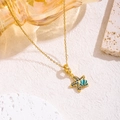 Golden starfish necklace with blue crystals and shell charm on fine O-chain link - Blue Starfish (81421)