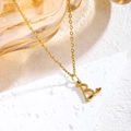 Collier minimaliste en acier titane doré avec pendentif lettre B et petit cœur - Or / Lettre B