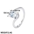 Elegante anello bypass in acciaio inossidabile argento con cristallo rotondo da 0,6 cm - US 10 / Colore acciaio