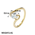 Anello in acciaio inossidabile dorato a S con zircone ovale 0,8x0,6 cm, peso 2,4 g - US 8 / Oro