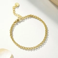 Detaillierte Makroansicht von goldenem Edelstahl-Kettengliedarmband mit Karabinerverschluss - 14k / Gold