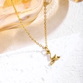 Collana in acciaio al titanio dorato con pendente lettera y corsiva e piccolo cuore - Oro / Lettera Y