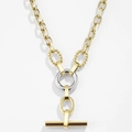 18k gold plated stainless steel necklace with toggle clasp and rope chain detail - Gold and Silver Two-tone