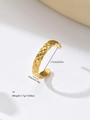 Quilted gold stainless steel open ring size 7 with elegant rhombus pattern texture - US 7 / Gold Lattice Quilted Open Style