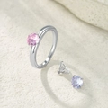 DIY interchangeable ring set with colorful zircon stones and polished silver base - US 6 / Steel