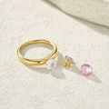 Detail of DIY ring with interchangeable colorful zircons and threaded interface design - US 6 / Gold