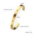 Detailed size chart of the 6mm gold starburst zircon bangle with 60mm diameter specifications - B121-Gold