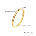 2mm polished gold stainless steel ring with faceted geometric design and sleek texture - Hammered Texture Style (R039) / Size 6 / Gold