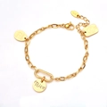 Retro 18K gold plated thick chain link bracelet with engraved charms for women - Nice Smiley Pendant Style (C036)