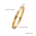 18K gold-plated stainless steel evil eye bangle with colorful gemstones and high polish - Marquise Zirconia Five Eyes Style (B137) / Gold (B137)