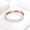 Bracelet élégant en titane or rose avec double rangée de zircons et fermoir latéral chic - Zircon Triple Rangée Or Rose Homme
