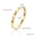 Polished 18K gold plated bamboo steel bracelet with crystals, 6mm width and 58mm diameter - B030-Gold