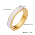 Polished 4mm gold stainless steel ring with white enamel inlay for women - Size 5 / Gold + White