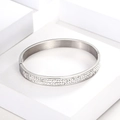 Bracelet en acier inoxydable argenté avec trois rangées de cristaux de zircon brillants - Zircon Triple Rangée Argent Homme