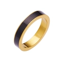 Anillo minimalista de acero inoxidable dorado con una elegante banda de esmalte negro - US 5 / Dorado + Negro