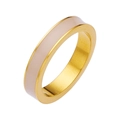 Anillo minimalista de acero inoxidable dorado con incrustación de esmalte rosa suave - US 5 / Oro + Pasta de Frijoles