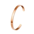 Polished rose gold stainless steel C-shaped open cuff bracelet for women - Mirror Rose Gold (Small)