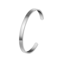 Polished silver stainless steel C-shaped open cuff bracelet in a minimalist mirror finish - Mirror Silver (Small)