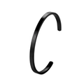 Minimalist matte black stainless steel C-shaped open cuff bracelet for men and women - Matte Black (Small)