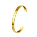 Polished 6mm minimalist gold stainless steel C-shaped open cuff bangle for women - Mirror Gold (Small)