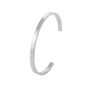 Minimalist silver titanium steel C-shaped cuff bangle with a sleek matte brushed finish - Brushed Steel Tone (Small)