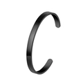 Polished black C-shaped open cuff bracelet made of durable stainless steel for women - Mirror Black (Small)