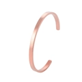 Minimalist C-shaped open cuff bangle in rose gold finish with satin brushed metal texture - Matte Rose Gold (Small)