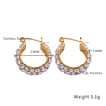 Détail de créoles 23mm en acier inoxydable doré avec pavage en pierres de zircone - Style Pavé Zirconia Doré (E151)