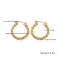 Detail of 24mm 18k gold plated stainless steel hoop earrings with clear cubic zirconia - Gold Threaded Zirconia Style (E154)