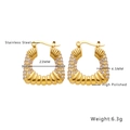 Retro 18k gold plated stainless steel trapezoid hoop earrings with inlaid zircon stones - Gold Vintage Trapezoid Style (E173)