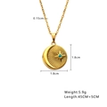 Λεπτομέρεια μενταγιόν φεγγάρι και αστέρι 18k χρυσό με μπλε ζιργκόν και τις διαστάσεις - Χρυσό + Μπλε Στρας