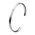 Bracciale rigido aperto a C in acciaio inossidabile argento lucido con logo inciso - Argento Grande (B110)