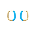 Minimalistische U-förmige goldene Ohrringe mit glänzender blauer Emaille-Beschichtung - Gold + Blaues Email