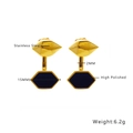 Boucles d'oreilles pendantes hexagone cœur en acier inoxydable doré poli pour femme - Style Hexagonal Géométrique (E223)