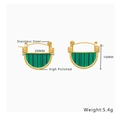 Detailed specs of stainless steel earrings with green enamel and twisted rope texture - Blue Green Striped Enamel Texture Style (E209) / Gold