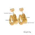 Boucles d'oreilles créoles torsadées en acier inoxydable plaqué or 18k, 20mm - Style d'Anneau Torsadé à Insertion (E141)