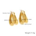 Boucles d'oreilles en acier inoxydable poli avec texture spirale et dimensions - Style Fileté en Forme de Larme (E180)