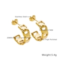 Détail des boucles d'oreilles créoles C de 20mm en acier inoxydable poli brillant - Style Creux de Chaîne Industrielle (E193)