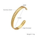 Vue technique montrant 8mm de largeur et 64mm de diamètre intérieur du bracelet en acier doré - Style Chaîne Gourmette (B256) / Or