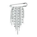 Broche de imperdible plateado vintage con cadenas de borlas en capas y perlas blancas - Estilo de Borla de Perlas de Varias Capas (ZW1419)