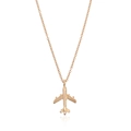 Collar creativo de hombre con colgante de avión dorado y cadena fina de metal brillante - Dorado