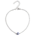 Dettaglio del braccialetto occhio greco argento con chiusura a moschettone regolabile - Argento