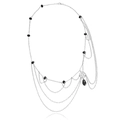 Catena per capelli gotica multistrato argento con stelle e perline nere - Argento