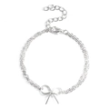 Silbernes zweischichtiges Armband mit Schleifen-Charm und verstellbarem Verschluss - Silber