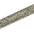Faceted 6mm natural labradorite beads with grey translucent base and blue fire glow - 6mm / Gray