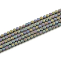Macro shot of 8mm iridescent natural stone beads with raw crystal druzy texture for DIY - 8mm / Electroplated Rainbow
