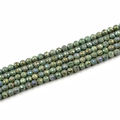 Faceted 8mm grey-green agate round beads with metallic AB iridescent coating finish - Hard Cut Round Bead 8mm / Grass Green